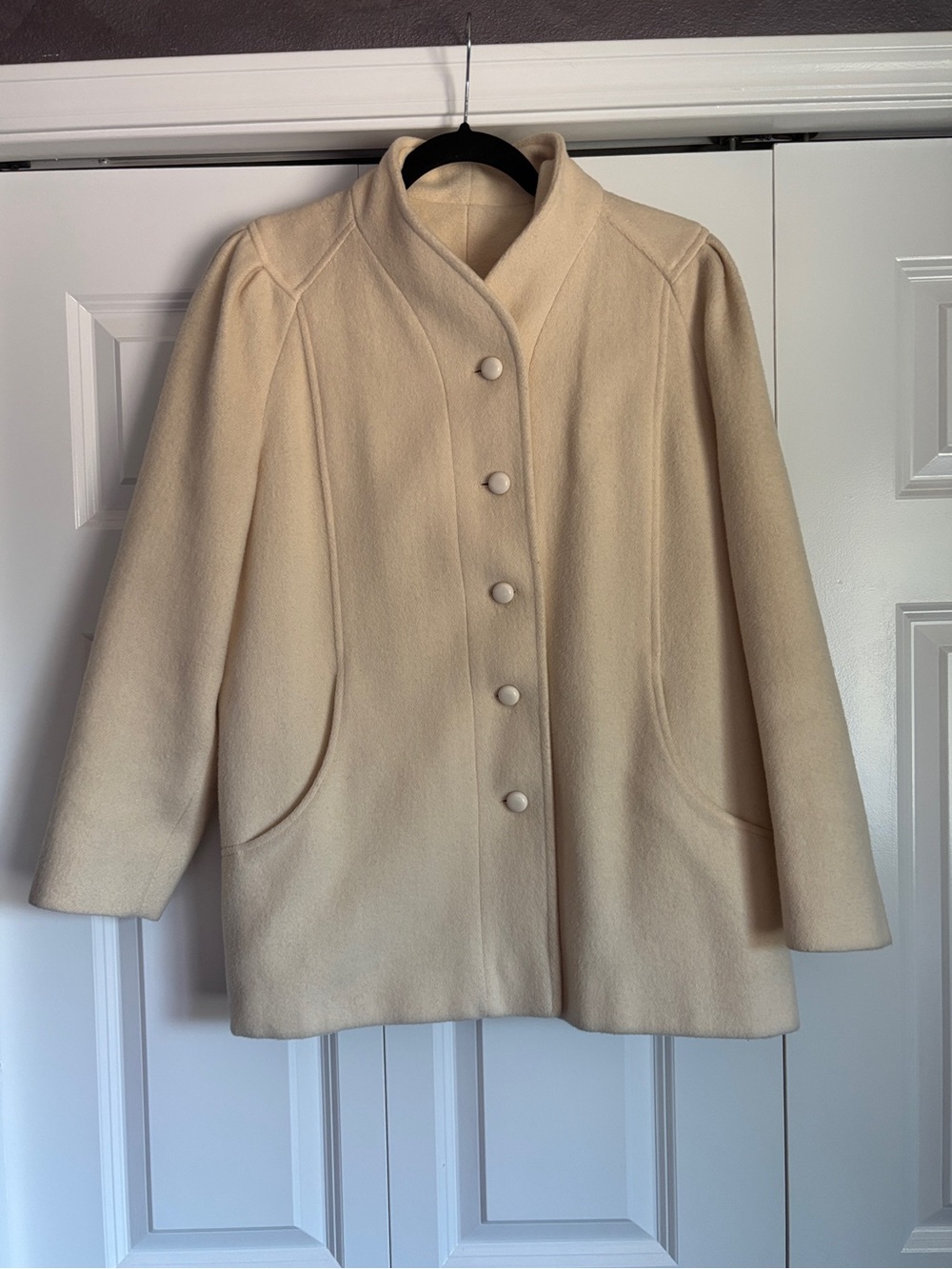 Classic Vintage Cream Women's Wool Coat